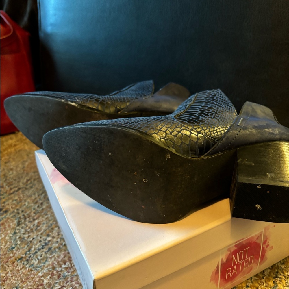 Navy faux snake skin boots - Picture 6 of 7
